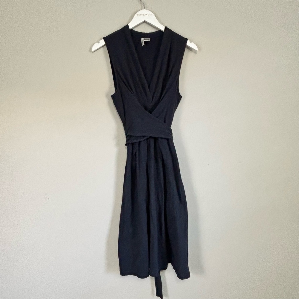 TWO STAR DOG TSD Women’s Blue Sleeveless Tie Gathered Waist Dress Stretch Size L